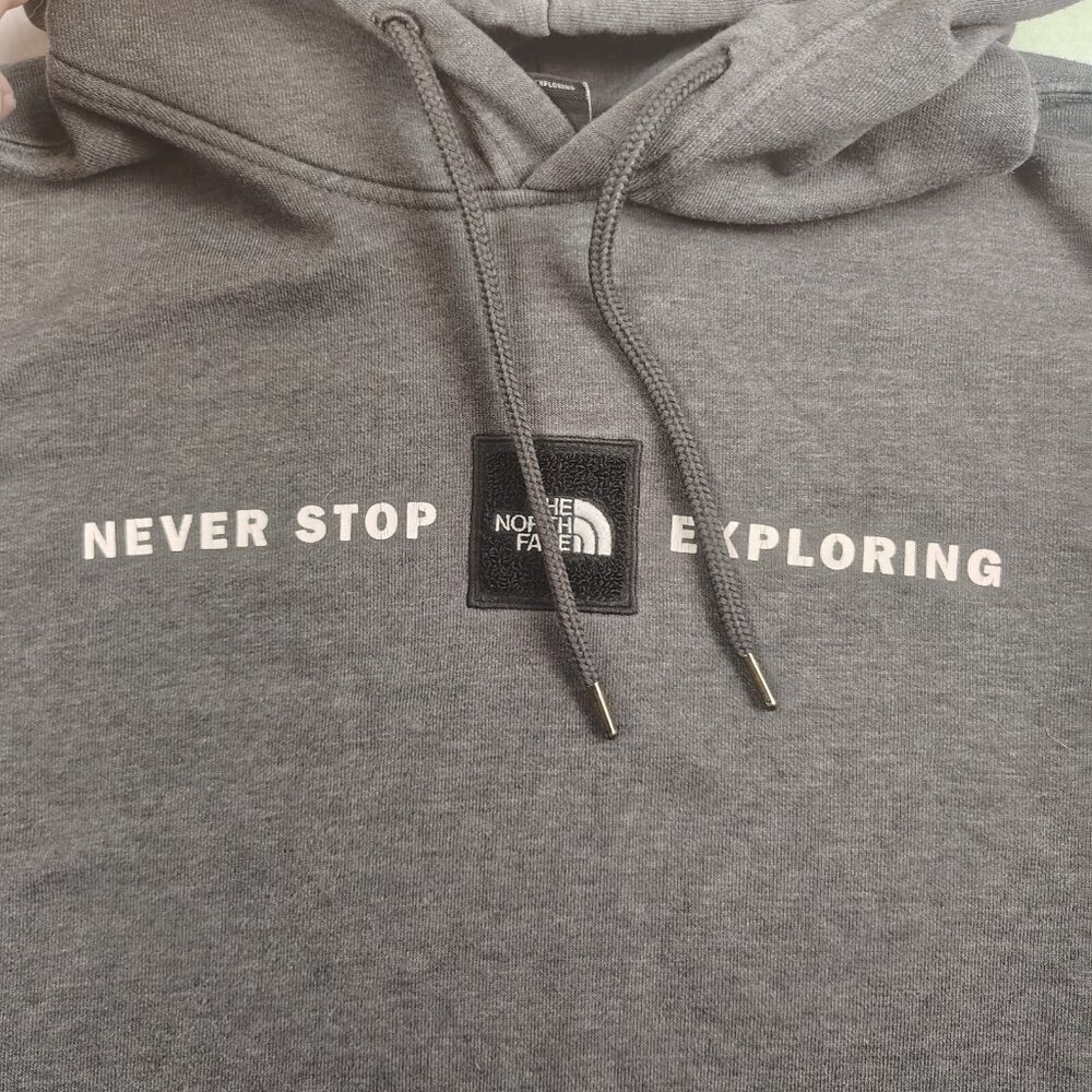 North Face Sweatshirt Mens Large Gray Pullover Hoodie - Picture 3 of 9